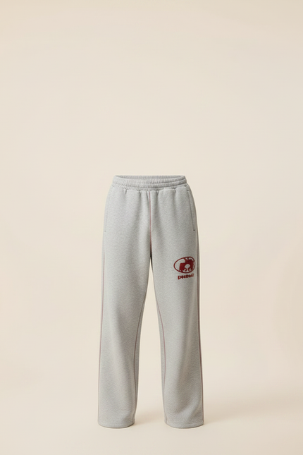 Pantalon Gris Ample Décontracté Brodé Confortable Jogging - Molleton - vue 3