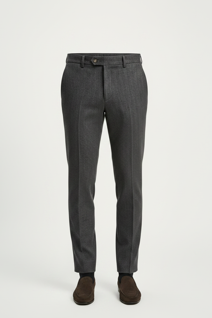 Pantalon Gris Laine Slim Business Texturé Homme - vue 3