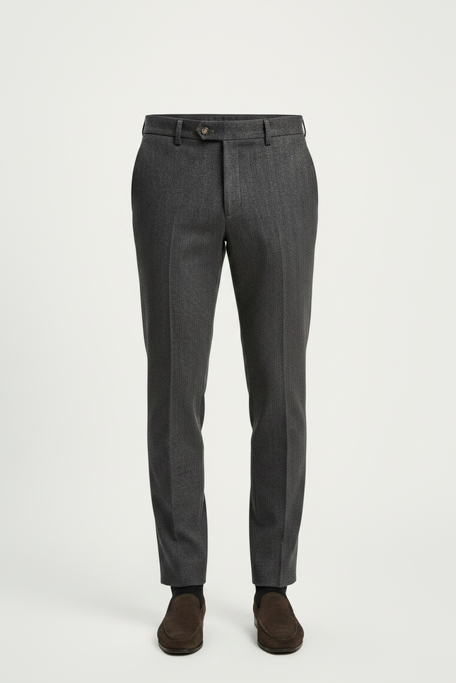 Pantalon Gris Laine Slim Business Texturé Homme - vue 3