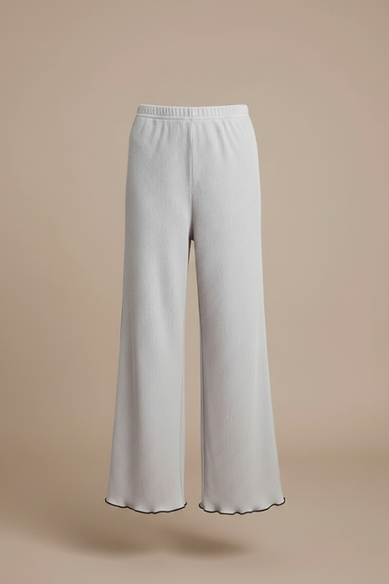 Pantalon Gris Côtelé Évasé Confortable Fille - Maille - vue 3