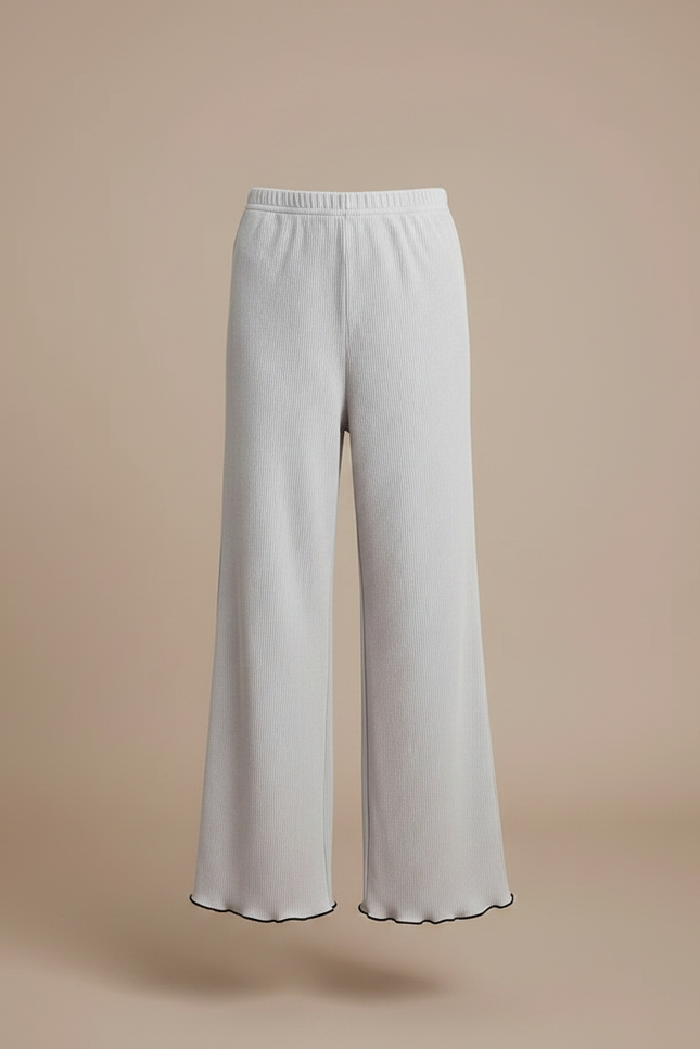 Pantalon Gris Côtelé Évasé Confortable Fille - Maille - vue 3