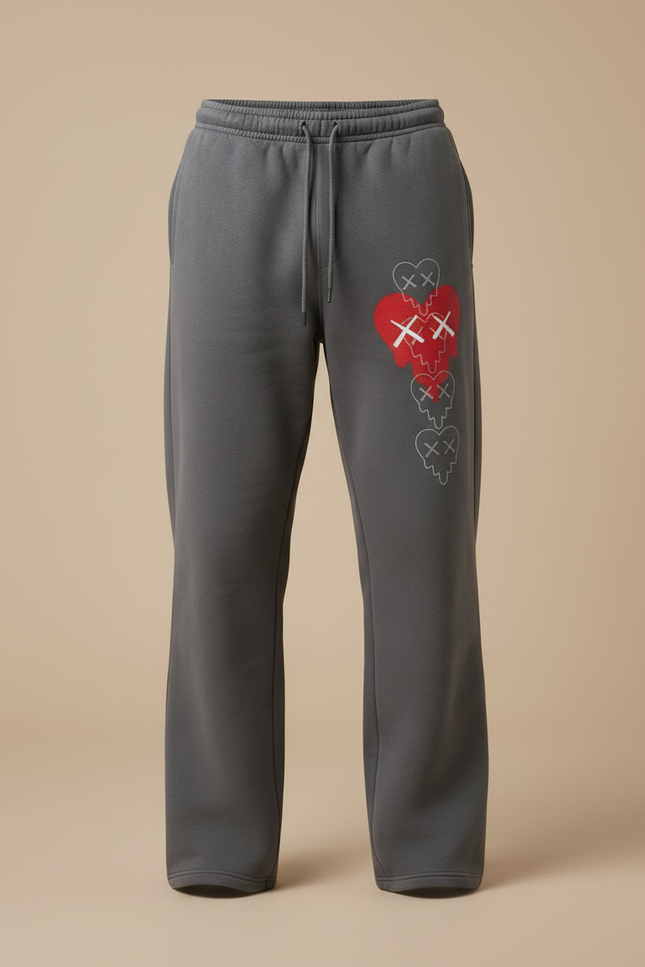 Pantalon Gris Molletonné Ample Décontracté Cordon Imprimé - vue 3