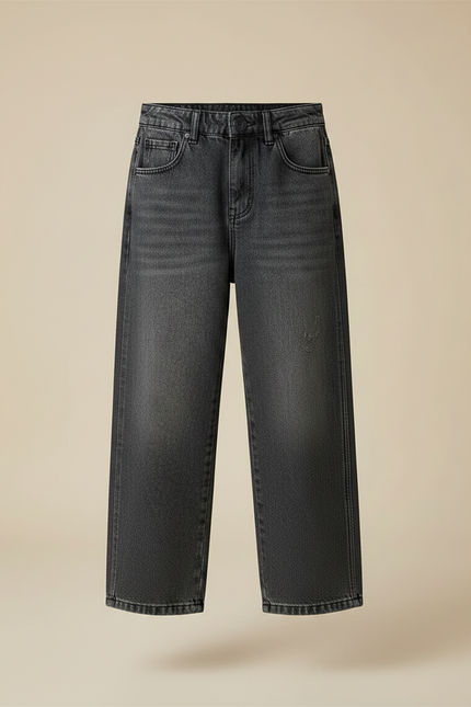 Pantalon Gris Jean Large Décontracté Enfant Ample - vue 3