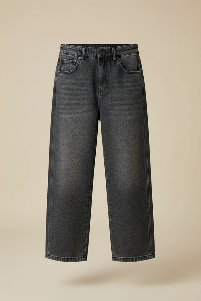 Pantalon Gris Jean Large Décontracté Enfant Ample - vue 3