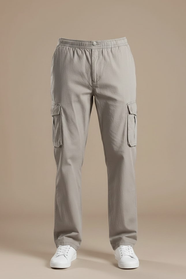 Pantalon Gris Cargo Homme Coton Décontracté Ample - Kaki - vue 3