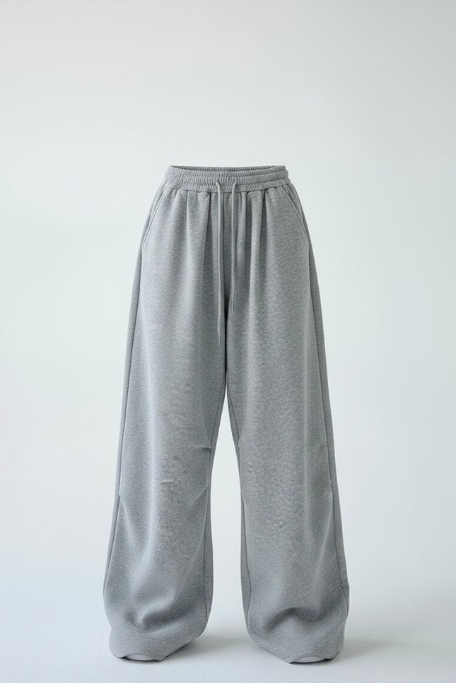 Pantalon Gris Ample Molletonné Sport Cordon Décontracté - vue 3