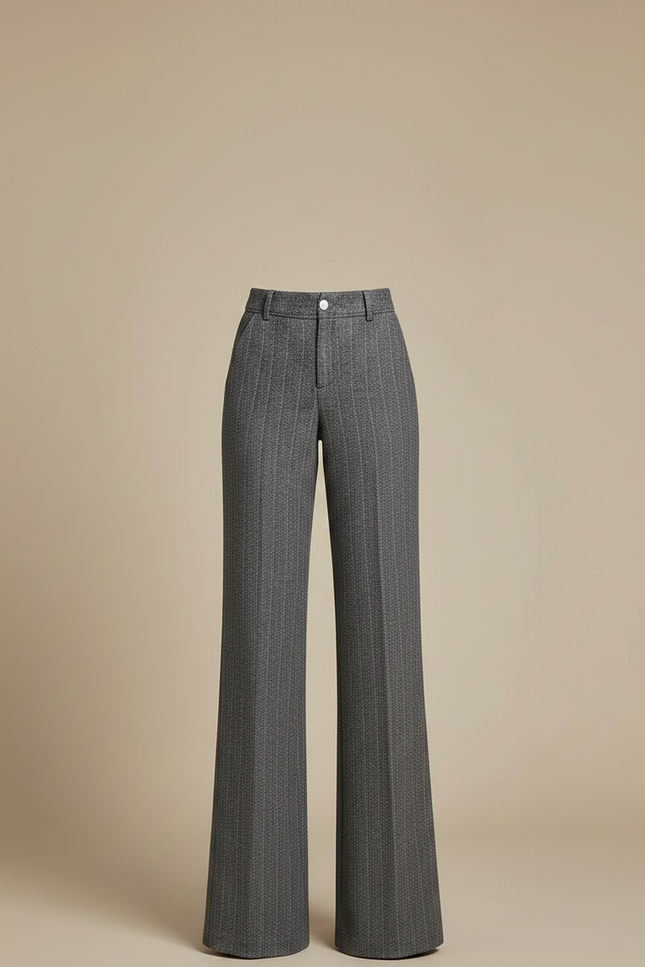 Pantalon Gris Large Laine Hiver Élégant Chic - vue 3