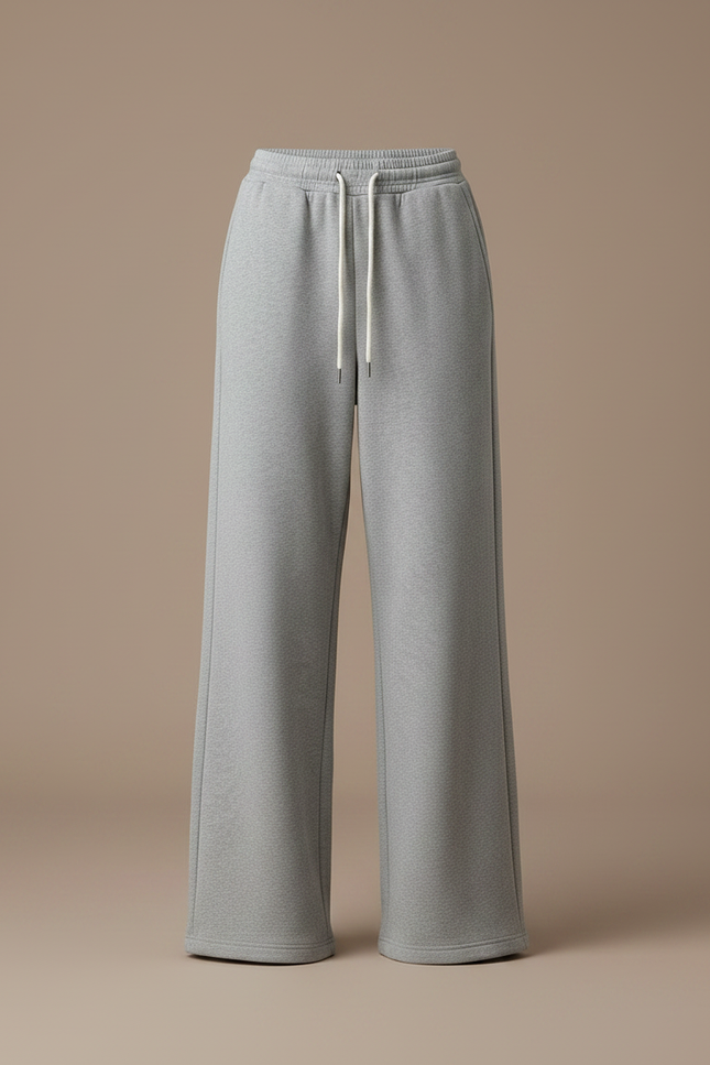 Pantalon Gris Ample Décontracté Molletonné Cordon Femme - vue 3