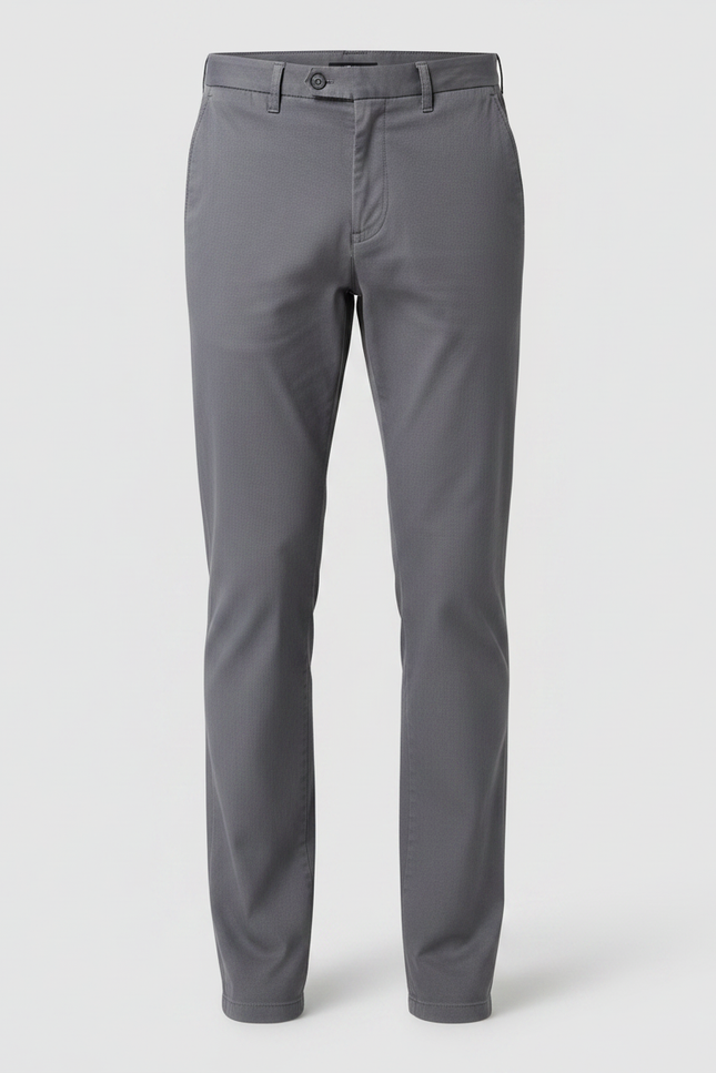 Pantalon Gris Homme Décontracté Coton Droit Élastique - vue 3