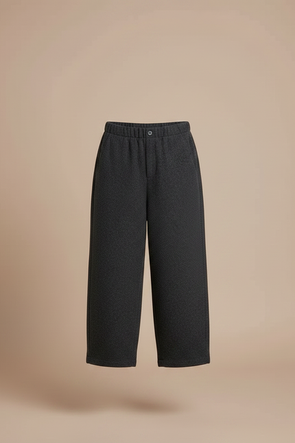 Pantalon Gris Ample Laine Chaud Décontracté Fille - vue 3