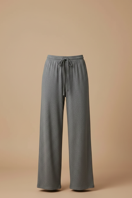 Pantalon Gris Ample Fluide Décontracté Cordon - Molleton - vue 3