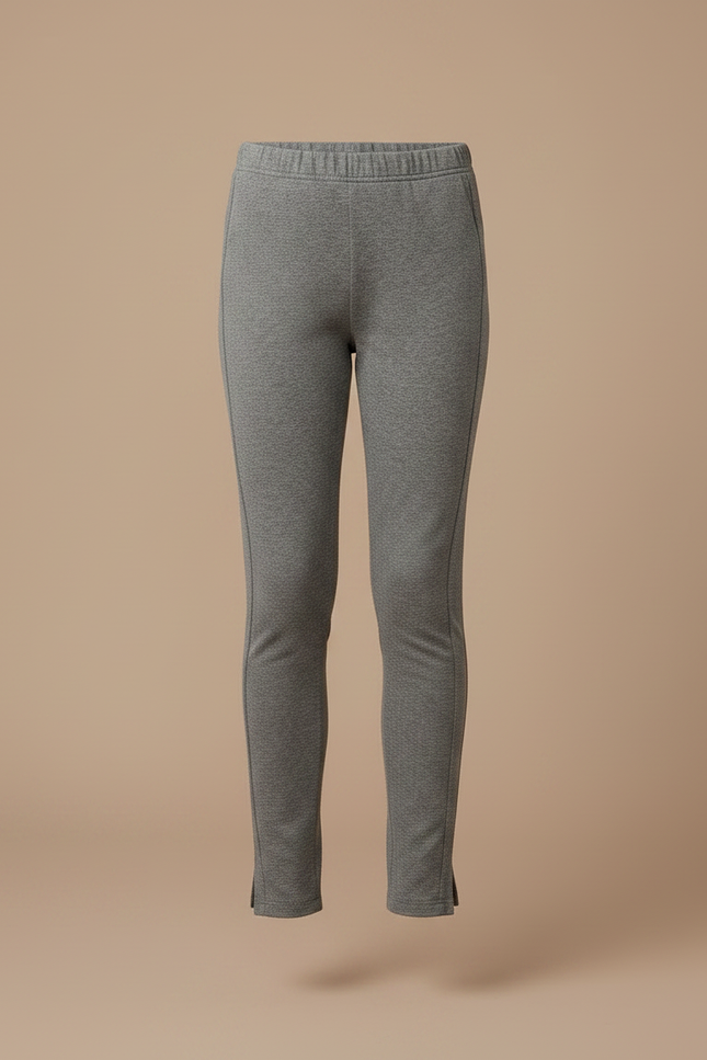 Pantalon Gris Slim Stretch Uni Coton Fille - Molleton - vue 3