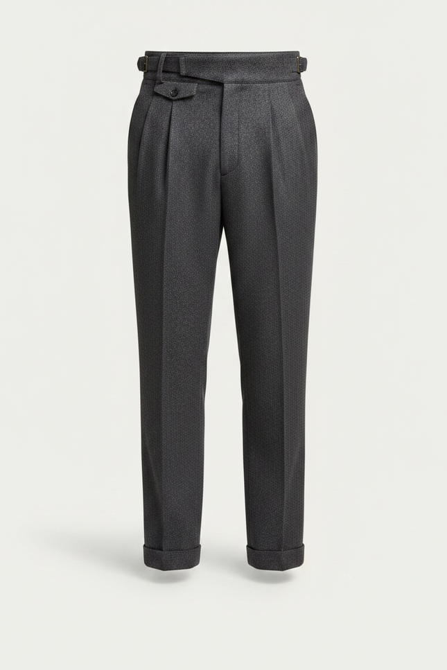 Pantalon Gris Laine Plissé Élégant Classique Homme - vue 3