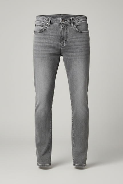 Pantalon Gris Slim Denim Décontracté Homme Tendance - Jean - vue 3