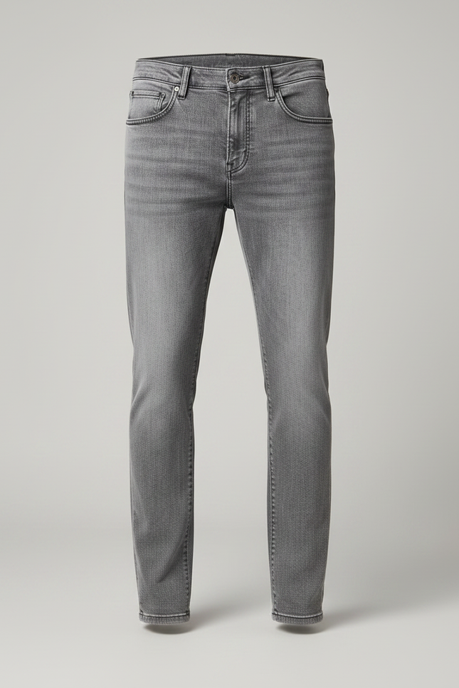 Pantalon Gris Slim Denim Décontracté Homme Tendance - Jean - vue 3