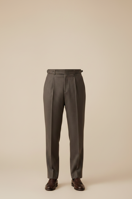 Pantalon Gris Laine Plissé Taille Haute Homme - vue 3