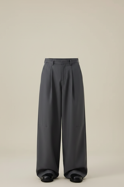 Pantalon Gris Ample Plissé Décontracté Homme - Gabardine - vue 3