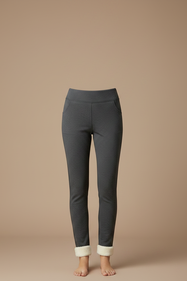 Pantalon Gris Molletonné Doublé Chaud Confortable Femme - vue 3