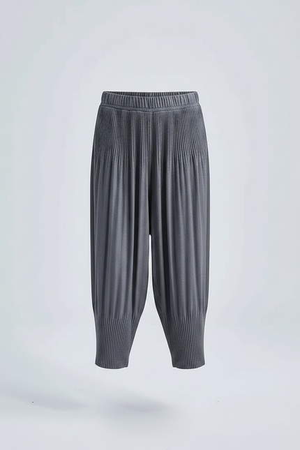 Pantalon Gris Plissé Ample Décontracté Fille - Polyester - vue 3