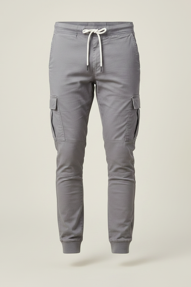 Pantalon Gris Cargo Jogger Cordon Homme Décontracté - Coton - vue 3
