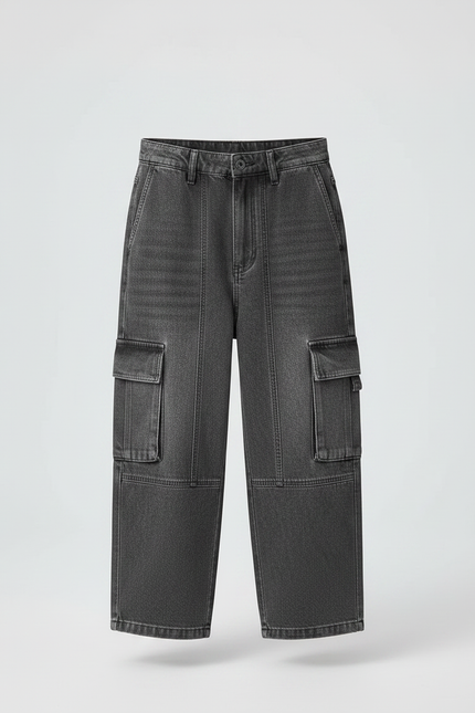 Pantalon Gris Cargo Ample Denim Enfant - Jean - vue 3