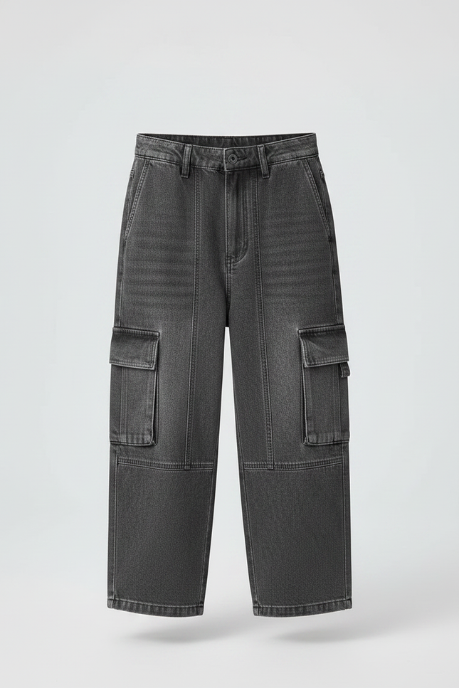 Pantalon Gris Cargo Ample Denim Enfant - Jean - vue 3