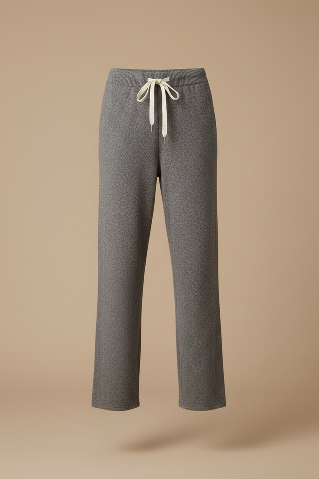 Pantalon Gris Tricoté Décontracté Ample Cordon Femme - Molleton - vue 3