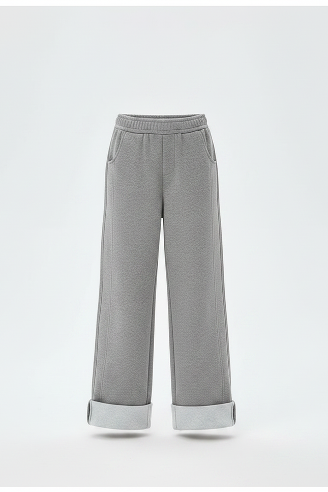 Pantalon Gris Molleton Ample Décontracté Fille - vue 3