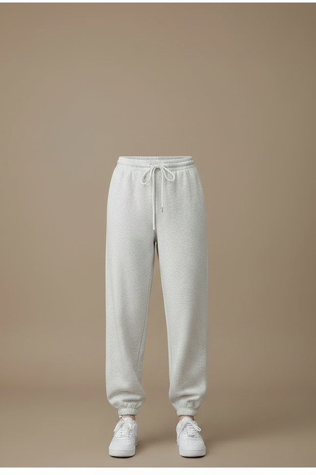Pantalon Gris Molletonné Ample Décontracté Cordon Femme - vue 3
