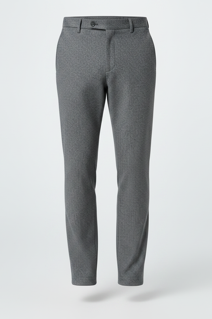 Pantalon Gris Motif Discret Coupe Droite Homme - Laine - vue 3