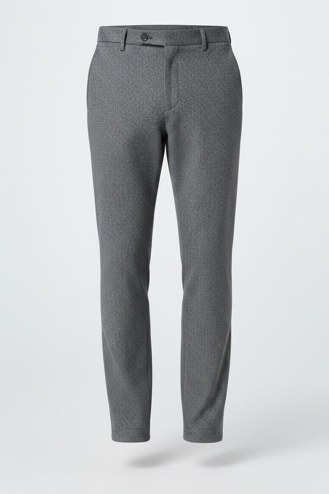 Pantalon Gris Motif Discret Coupe Droite Homme - Laine - vue 3