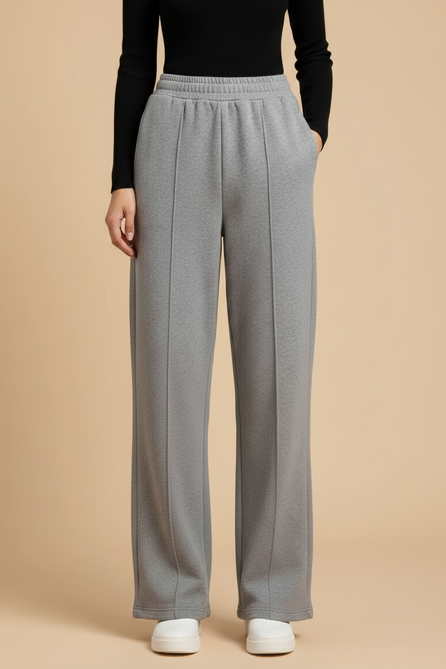Pantalon Gris Molletonné Ample Confortable Femme Doublé - vue 3