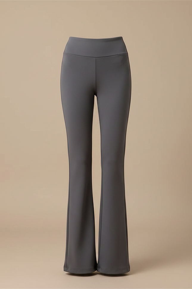 Pantalon Gris Évasé Taille Haute Confortable Femme - Polyester - vue 3