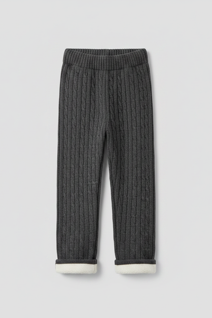 Pantalon Gris Câblé Tricoté Chaud Enfant Garçon - Maille - vue 3