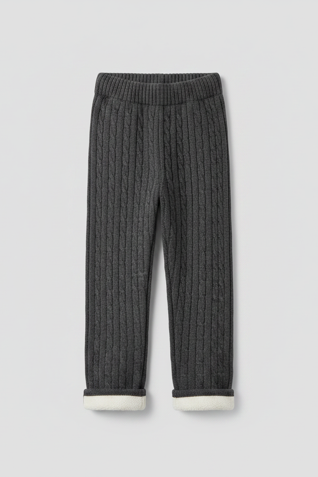Pantalon Gris Câblé Tricoté Chaud Enfant Garçon - Maille - vue 3