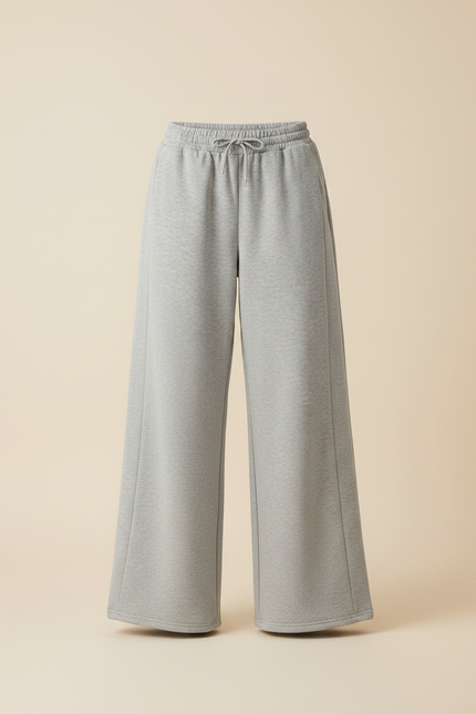 Pantalon Gris Ample Molletonné Cordon Décontracté - vue 3