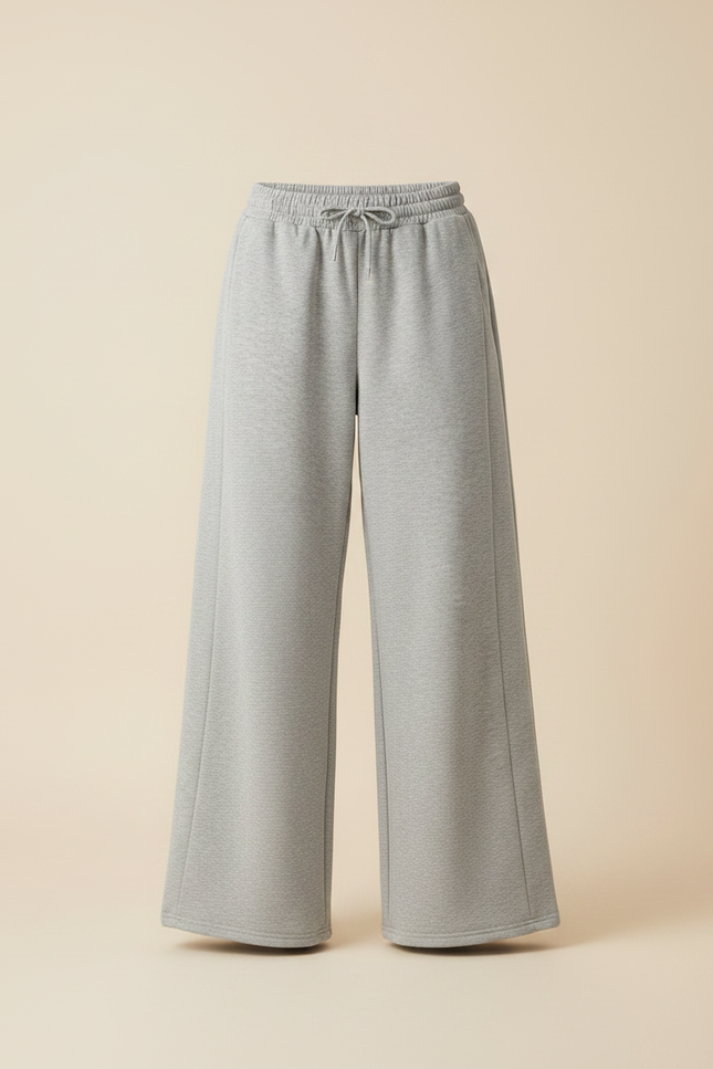 Pantalon Gris Ample Molletonné Cordon Décontracté - vue 3