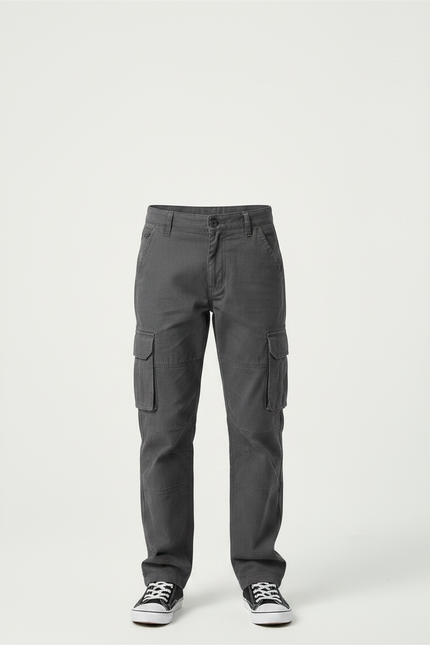 Pantalon Gris Cargo Coton Ample Garçon Décontracté - Toile - vue 3