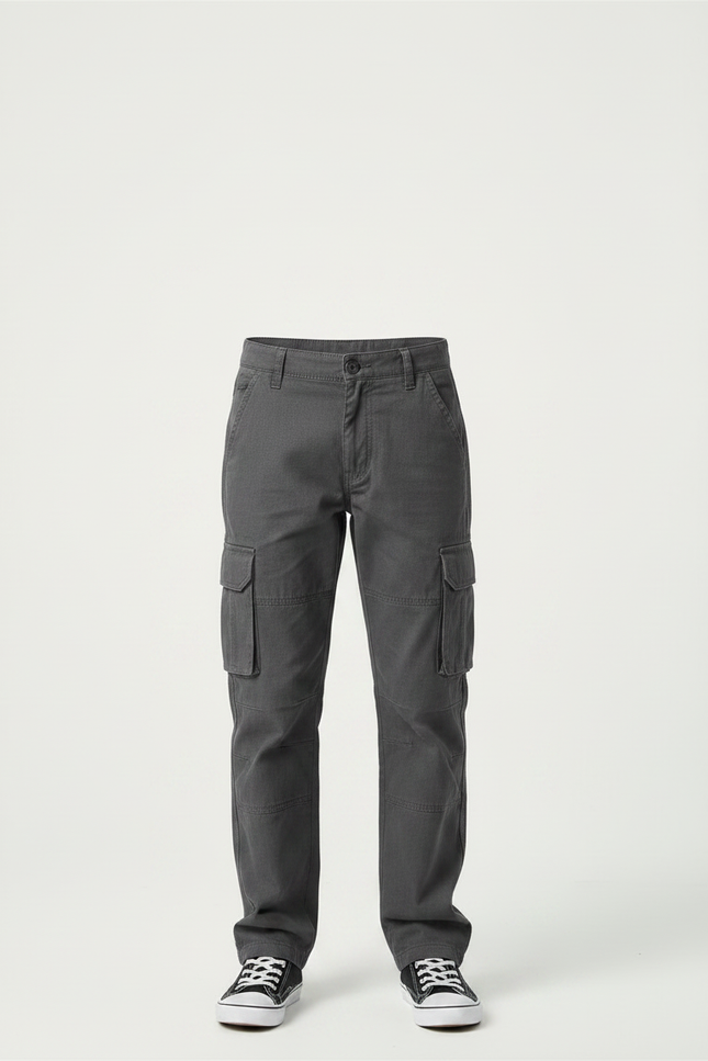 Pantalon Gris Cargo Coton Ample Garçon Décontracté - Toile - vue 3