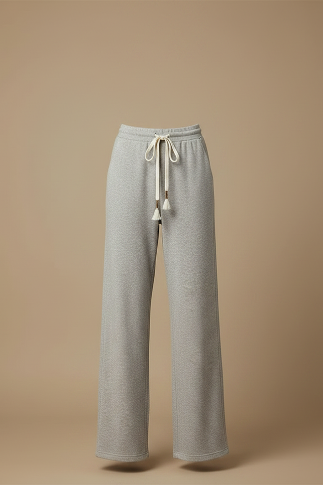 Pantalon Gris Ample Décontracté Coton Molletonné Confortable - vue 3