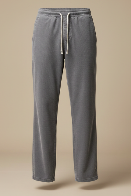 Pantalon Gris Côtelé Droit Ample Décontracté Homme - Cordé - vue 3