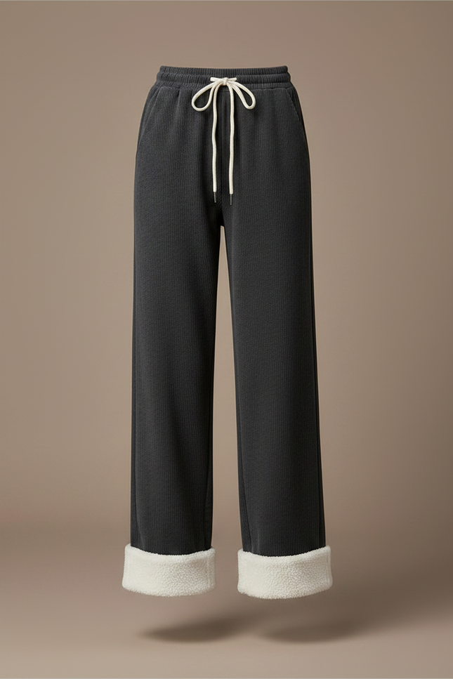 Pantalon Gris Velours Côtelé Ample Décontracté Femme - Cordé - vue 3