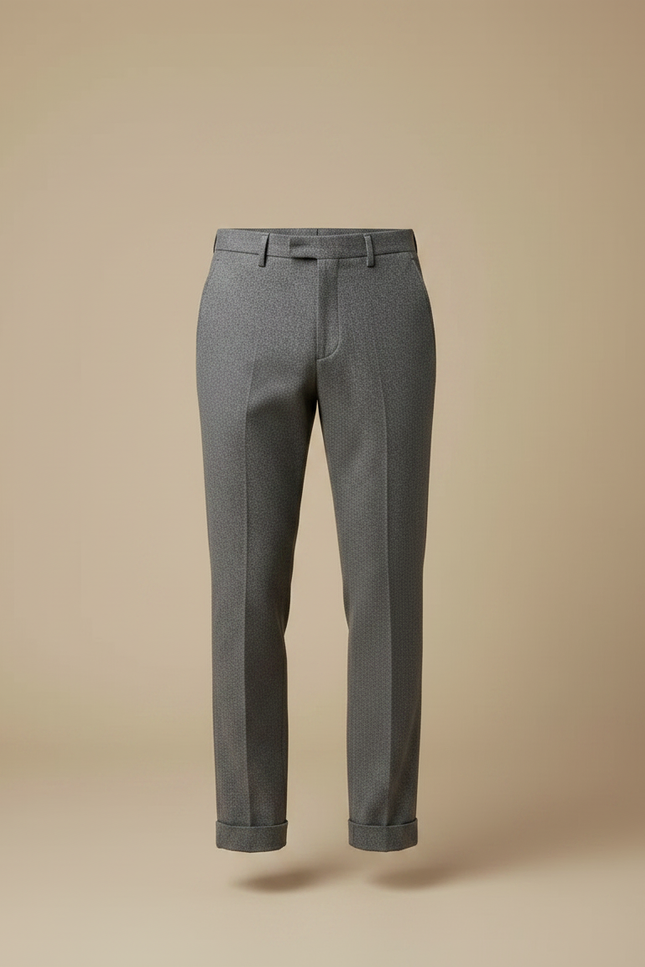 Pantalon Gris Chevrons Laine Élégant Classique Homme - vue 3