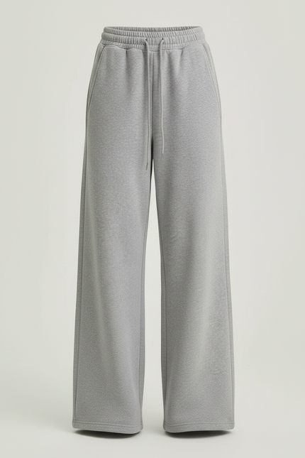 Pantalon Gris Décontracté Fluide Large Coton - Molleton - vue 3