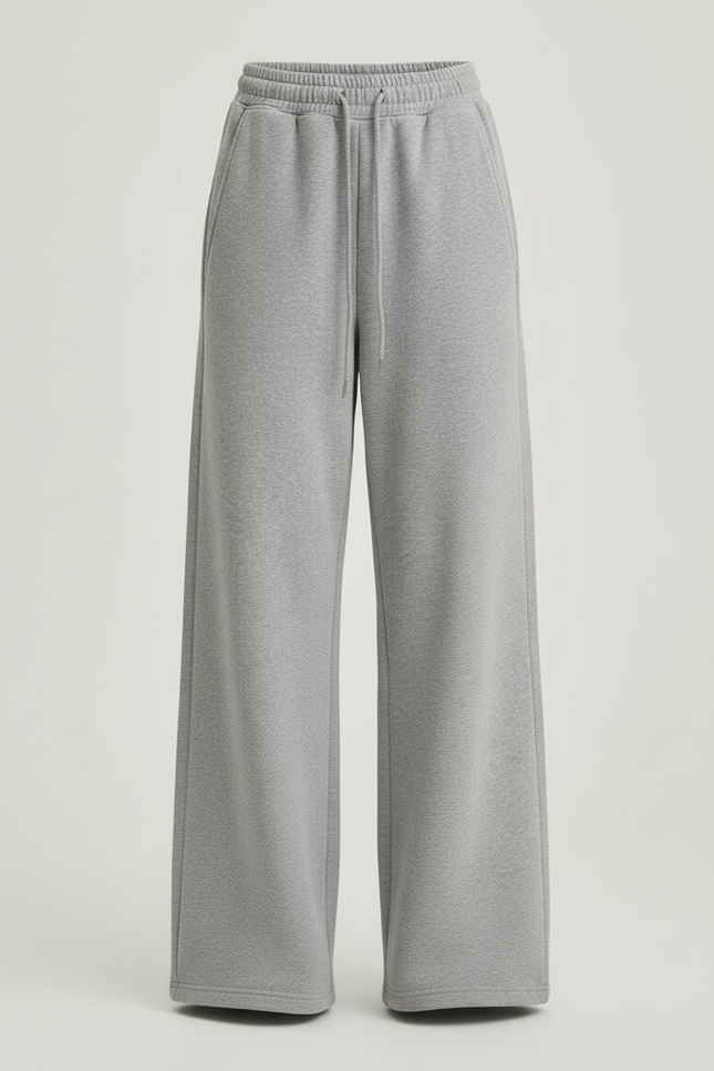 Pantalon Gris Décontracté Fluide Large Coton - Molleton - vue 3