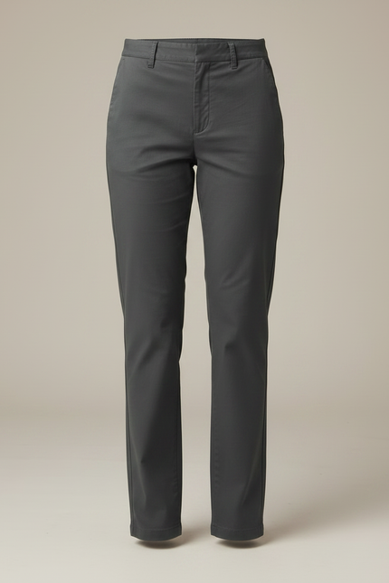 Pantalon Gris Droit Coton Décontracté Femme - vue 3