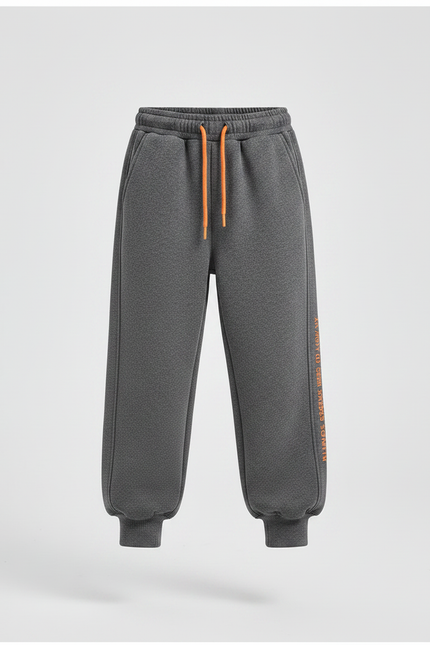 Pantalon Gris Molletonné Confortable Imprimé Enfant Sport Cordon - vue 3