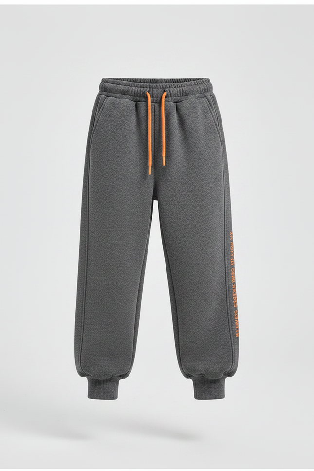 Pantalon Gris Molletonné Confortable Imprimé Enfant Sport Cordon - vue 3