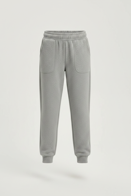 Pantalon Gris Molletonné Uni Confortable Décontracté - vue 3