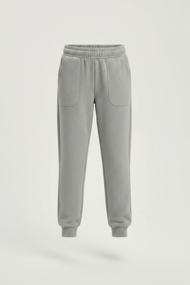Pantalon Gris Molletonné Uni Confortable Décontracté - vue 3